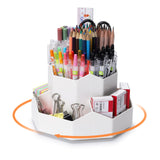 1 x RAW Customer Returns FRETONBA Rotating Pen Holder Desk Organizer, Office Organizer Pen Organizer with Drawers 5 Compartments, 360 Degree Rotatable Pen Holder, Large Capacity, White 9 Compartments, White  - RRP €20.42