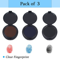 7 x Brand New Pack of 3 Fingerprint Ink Pad Thumbprint Ink Pad Professional Finger Ink Pad Quick-Drying Erasable for Identification Notary Security ID Fingerprint Black Red Blue  - RRP €79.31