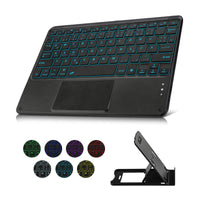 1 x RAW Customer Returns Keyboard Bluetooth Tablet with Touchpad Illuminated Rechargeable QWERTZ Keyboard Wireless Keyboard with 7 Colors Illuminated for iPad, Android Tablet, Microsoft Surface, Black - RRP €30.85