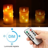 1 x RAW Customer Returns Warm White Flameless LED Candles with Built-in LED String Lights, 4 5 6 LED Candles Set of 3 with 10-Key Remote Control and Timer Function, Yellow - RRP €27.99