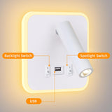 1 x RAW Customer Returns ERWEY reading lamp wall mounted bed, LED wall light with switch and USB charging, 3W 4000K 5W 3000K bed lamp wall lamp reading light swiveling for bedroom, black - RRP €26.21