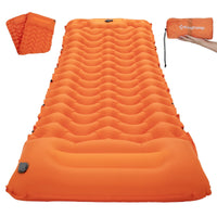 1 x RAW Customer Returns KingCamp camping sleeping mat, self-inflating with foot pump, air mattress for 1 person with integrated pillow, outdoor ultralight camping mattress, small pack size, for beach, hiking, trekking, tent - RRP €36.95