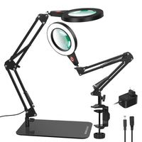 1 x RAW Customer Returns NEWACALOX Magnifying Glass with Light and Stand, Touch Control 2-in-1 Magnifying Glass, 8x Magnifying Glass Lamp, 3 Color Modes Dimmable Table Magnifying Glass with Lighting, Glass with Light for Seniors Large - RRP €70.58