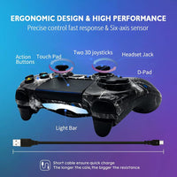 1 x RAW Customer Returns CHENGDAO Wireless Controller for PS4, Double Vibration High Performance Gaming Controller Compatible with Playstation 4 Pro Slim PC and Laptop with Audio Function, Mini LED Indicator, USB Cable - RRP €36.2