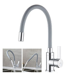 1 x RAW Customer Returns Kitchen faucet with flexible silicone hose, Auralum high pressure kitchen faucet, kitchen faucet 360 rotatable, kitchen mixer tap with flexible spout gray  - RRP €37.99