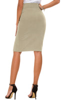 1 x RAW Customer Returns Women s pencil skirt figure-hugging business skirt side slit hem M, camel  - RRP €22.98