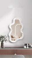 1 x RAW Customer Returns Hosoncovy Irregular Frame Wall Hanging Mirror Decorative Mirror Makeup Mirror Vanity Mirror for Bathroom Living Room Bedroom White  - RRP €30.56