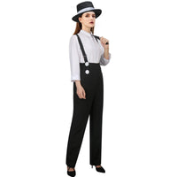 1 x RAW Customer Returns NUWIND 1920s Gangster Costume for Women Mafia Pinstripe Pants Overall Shirt Tie Hat 20s Outfit Vintage Gangster Boss Suit XL  - RRP €39.99