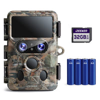 1 x RAW Customer Returns iZEEKER Dual Lens Camera Trap 4K 30fps 60MP, WiFi Bluetooth Hunting Camera Starlight Night Vision 120 Detection Angle 0.1s Trigger Time with 32GB SD Card and 4 AA Batteries - RRP €99.99