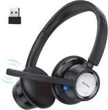 1 x RAW Customer Returns New bee Wireless Headset, Bluetooth Headset with Microphone Noise Cancelling 20 Hours Talk Time Headphones Wireless Bluetooth V5.0 with USB Adapter for PC Skype Zoom Laptop Computer Phone - RRP €45.99