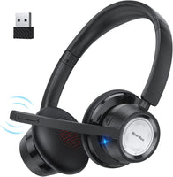 1 x RAW Customer Returns New bee Wireless Headset, Bluetooth Headset with Microphone Noise Cancelling 20 Hours Talk Time Headphones Wireless Bluetooth V5.0 with USB Adapter for PC Skype Zoom Laptop Computer Phone - RRP €47.92