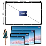 1 x RAW Customer Returns VERCORKIN projector screen 120 inches, 16 9 wrinkle-free 160 washable foldable, indoor outdoor, including nail hook and handbag 120 inches double-sided white  - RRP €39.98