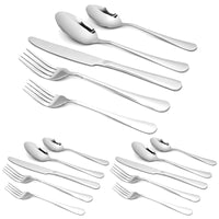 1 x Brand New 15-Piece Silverware Flatware Cutlery Set, Stainless Steel Dinnerware Service for 3, Include Knife Fork Spoon, Mirror Polished, Dishwasher Safe - RRP €20.4