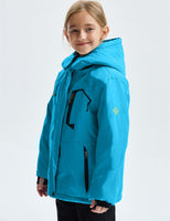 4 x RAW Customer Returns GEMYSE Girls Waterproof Mountain Ski Jacket, Windproof Outdoor Fleece Winter Coat with Hood Light Blue, 116-122  - RRP €319.92