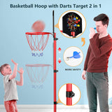 1 x RAW Customer Returns Kamdhenu Children s Toy Basketball Hoop with Darts Target 2 in 1 with Highly Adjustable 3.2ft 6.2ft Portable Basketball Hoop Indoor and Outdoor for Kids Ages 3-8 - RRP €48.4