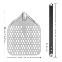 1 x RAW Customer Returns BVHOTO Perforated Pizza Peel 12 Inch, Hard Anodized Pizza Shovel, Rectangular Professional Pizza Shovel with Anti-Scalding Handle for Pizza Stone and Bread Shovel - RRP €26.72