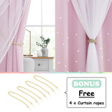 1 x RAW Customer Returns NICETOWN Curtains for children s room girls - eyelet curtain set of 2 H 240 x W 132 cm children s room curtain stars double-layer blackout curtains with voile, light pink - RRP €56.95