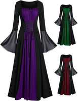 1 x RAW Customer Returns LATH.PIN Women s Medieval Renaissance Dress Vintage Gothic Dress with Lacing Corset and Flared Sleeves Halloween Dresses A-line Style Swing Gothic Dress, Black Purple, XXL - RRP €28.98