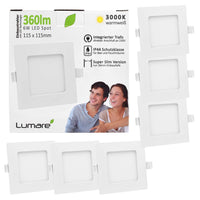 1 x RAW Customer Returns Lumare LED recessed spotlight 6W 360lm Extra flat, 26mm 100mm Spot living room, bathroom White Square 230V IP44 3000K Set of 6 - RRP €34.7