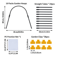 3 x Brand New G-LEAF 12 pieces 65 x 60 cm planting tunnel garden tunnel bird deterrent net greenhouse steel plant support with 2.5 x 5.5 m 8s PE film for garden, plant, garden stakes - RRP €117.93