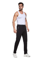 1 x RAW Customer Returns Tansozer jogging bottoms men s cotton training trousers men s sports trousers men s long fitness trousers men s zip pockets without cuffs black XXL - RRP €33.26