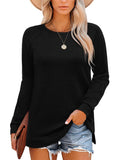 1 x Brand New CZIMOO Women s Sweatshirt Blouse Women Pullover Sweatshirt Elegant Long Sleeve Tunic Round Neck Lightweight Work Tunic Shirt Autumn Basic Tops Black M - RRP €24.0