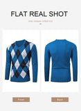 15 x Brand New AlvaQ Argyle Sweater Men s Knitted Sweater Blue Men s Retro V Neck Sweater Men s Autumn and Winter Sweater L - RRP €414.0