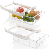 1 x RAW Customer Returns Yesland 2 Pack Refrigerator Drawer Organizer with Handle and 4 Divided Sections - Pull Out Fridge Storage Boxes - Clear Container for 1.5cm Refrigerator Shelf Clear  - RRP €29.23