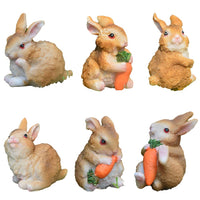 1 x Brand New Pack of 6 Mini Rabbit Figures, Easter Bunny Figures, Garden Decoration, Resin Rabbit Ornament, Rabbit Statue, Decorative Animal Figure, Mini Carrot Rabbit Figure for Christmas, Easter, New Year s Eve - RRP €21.98