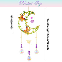 1 x RAW Customer Returns Suncatcher crystal window, green leaves wrapped around the moon, purple pendant decoration, butterfly window decoration hanging, rainbow crystal - RRP €20.18