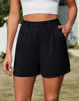 1 x RAW Customer Returns Actcat Shorts Women Casual Elastic High Waist Wide Leg Shorts Business Cargo Pants Summer Shorts with Pockets Summer Shorts Women Shorts Women Elegant,Black,M - RRP €24.19