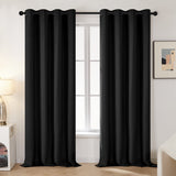 1 x RAW Customer Returns Deconovo eyelet curtain, opaque thermal curtain, cold protection eyelets, blackout curtain eyelets, 229 x 117 cm height x width , black, set of 2 - RRP €32.69