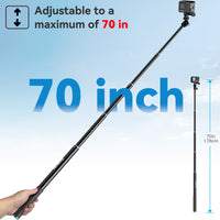 1 x RAW Customer Returns Smatree 178cm Aluminum Alloy Extendable Selfie Stick, Telescopic Monopod for GoPro Hero max 12 11 10 9 8 7 6 5 4 3 2 1 Session, DJI Osmo Action 3 e Insta 360, cell phones - RRP €33.26