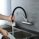 1 x RAW Customer Returns HOMELODY Kitchen Faucet Wall Mounted Black, 180 Rotatable Food Grade Silicone Wall Kitchen Faucet Wall Faucet Flexible Extendable, Sink Faucet for Kitchen Brass Total Height 342 mm  - RRP €83.99