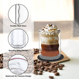 1 x RAW Customer Returns Pack of 4 double-layered glasses coffee glasses with 4 spoons 4 coasters, 250 ml double-walled latte macchiato glasses, spiral-shaped coffee glasses cappuccino glass cups espresso cups for tea, milk, juice - RRP €20.16