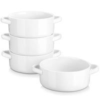 1 x RAW Customer Returns MALACASA Soup Bowls with Handles, 800 ML Porcelain Soup Bowls Set of 4, Ivory White Serving Soup Crocks Bowls for French Onion Soup, Cereal and Stew, White Series Regular - RRP €40.33