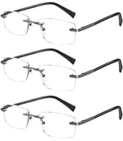 3 x Brand New VVDQELLA Rimless Reading Glasses Women 1.00x Reading Glasses Computer Women 3 Black Modern Reading Glasses with Blue Light Filter - RRP €79.2