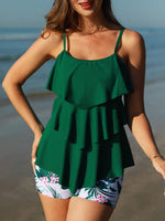 1 x Brand New Women s 2 Piece Swimsuit Tankini Sets Bikini Set Adjustable Strap Sleeveless Dark Green L - RRP €34.99