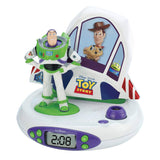 1 x Brand New Lexibook Disney Toy Story Buzz Woody Radio Clock Projector, Night Light, Project the Time on the Ceiling, Sound Effects, Battery Operated, White Green, RP505TS - RRP €49.54