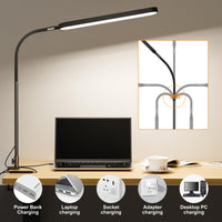 1 x RAW Customer Returns SKYLEO Desk Lamp LED Dimmable - 85cm Desk Lamp - Touch Control - 5 Color Modes X 11 Brightness Levels - 1300LM 112 Pcs Lamp Beads - Timmer Memory - 12W Office Lamp Desk - Black - RRP €34.79