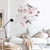 1 x RAW Customer Returns WandSticker4U - Watercolor wall sticker vintage FLOWER TENDON in soft pink I Wall pictures 58x52 cm I Wall decoration flower blossom plant leaves I Wall sticker for living room bedroom children s room kitchen furniture - RRP €9.98