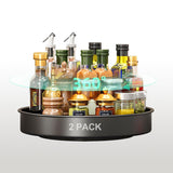 1 x RAW Customer Returns Turntable, Spice Rack, 2 Tier Swivel, 360 Rotating Organizer, for Kitchen, Pantry, Cupboard, Table, Worktop, Steel, Metal, 30cm, Black  - RRP €29.23