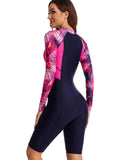 1 x RAW Customer Returns Ecupper Women s One-Piece Swimsuit Rash Guard Zip Up Long Sleeves Surfing Swimwear Built in Bra Swimsuits Zip Neoprene Free Rose Red L - RRP €39.98