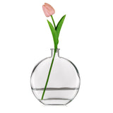 15 x Brand New Glasseam glass vase round, decorative vases table decoration, cute glass vases flat design, 18.7cm minimalist clear flower vase modern tulip vase, beautiful flower vases neutral decorative vase table vase for living room - RRP €174.6