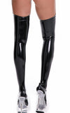 1 x RAW Customer Returns FEOYA Women s Wet Look Thigh High Stockings Tights Suitable For Match Wet Look Lingerie Set Thong Bodysuits Bodycon Mini Dress Ladies Nightwear Clubwear Dance Party Costume E-Black M - RRP €18.98