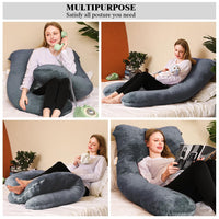 1 x RAW Customer Returns Chilling Home pregnancy pillow, U shape side sleeper pillow with cover U pillow nursing pillow large positioning pillow, pillow for women and side sleepers black blue  - RRP €45.17