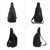 1 x RAW Customer Returns Leathario Men s Chest Bag Leather Sling Bag Crossbody Bag Chest Bag Shoulder Backpack Sling Backpack for Leisure Outdoor Sports Travel Hiking School Black - RRP €39.99