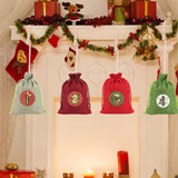 1 x RAW Customer Returns MMDOCO 24 Advent Calendars for Filling, Jute Bags Advent Calendar, Christmas Decoration Bags, Advent Calendar Numbers Stickers, Clips, Rope Light Green, Red, Wine Red, Army Green  - RRP €14.9