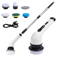 1 x RAW Customer Returns Electric Rotating Scrubber Cordless Electric Cleaning Brush with 6 Replaceable Brush Heads, 2 Speed Adjustment Extendable Household Cleaning Brush for Bathroom, Kitchen, Car - RRP €34.27