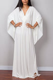 1 x RAW Customer Returns YouKD Women s Long Maxi Dress Bohemian Caftan Beach Dress Cover Up Swimsuit One Size Comfortable Wear A White One Size - RRP €27.53